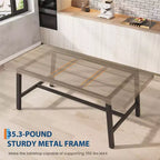Table de cuisine longue en bois de 70,87 po avec cadre en métal robuste et finition poirier pour dîner, cuisine, salle à manger