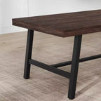 Table de cuisine longue en bois de 70,87 po avec cadre en métal robuste et finition poirier pour dîner, cuisine, salle à manger