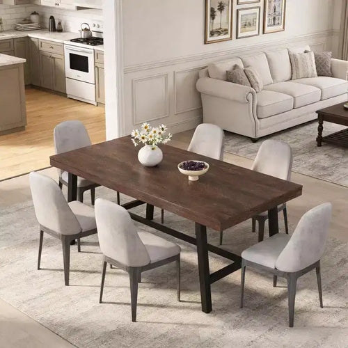 70.87 Long Wooden Kitchen Table with Sturdy Metal Frame & Pear Finish for Dinner, Kitchen, Dining Room