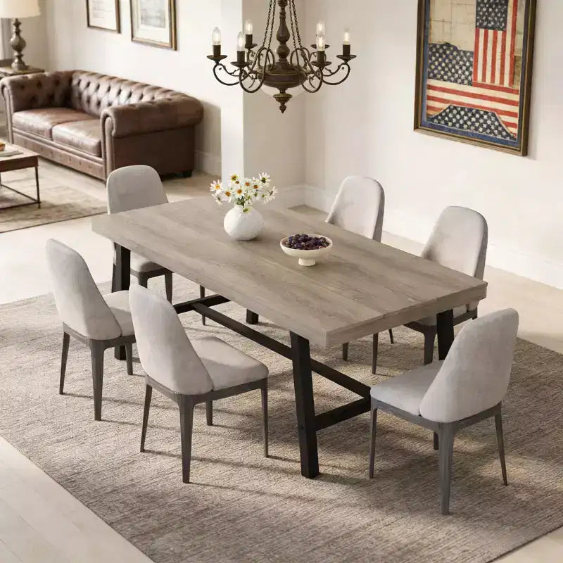 Table de cuisine longue en bois de 70,87 po avec cadre en métal robuste et finition poirier pour dîner, cuisine, salle à manger