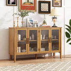 Meuble de rangement Christopher Knight Home Feyra 58 po de style moderne du milieu du siècle avec 4 portes vitrées et des étagères réglables