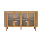Meuble de rangement Christopher Knight Home Feyra 58 po de style moderne du milieu du siècle avec 4 portes vitrées et des étagères réglables