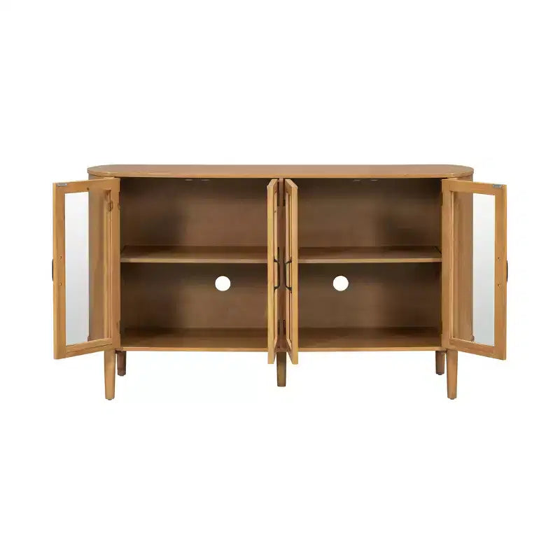 Meuble de rangement Christopher Knight Home Feyra 58 po de style moderne du milieu du siècle avec 4 portes vitrées et des étagères réglables