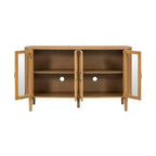 Meuble de rangement Christopher Knight Home Feyra 58 po de style moderne du milieu du siècle avec 4 portes vitrées et des étagères réglables