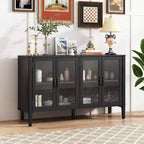 Meuble de rangement Christopher Knight Home Feyra 58 po de style moderne du milieu du siècle avec 4 portes vitrées et des étagères réglables