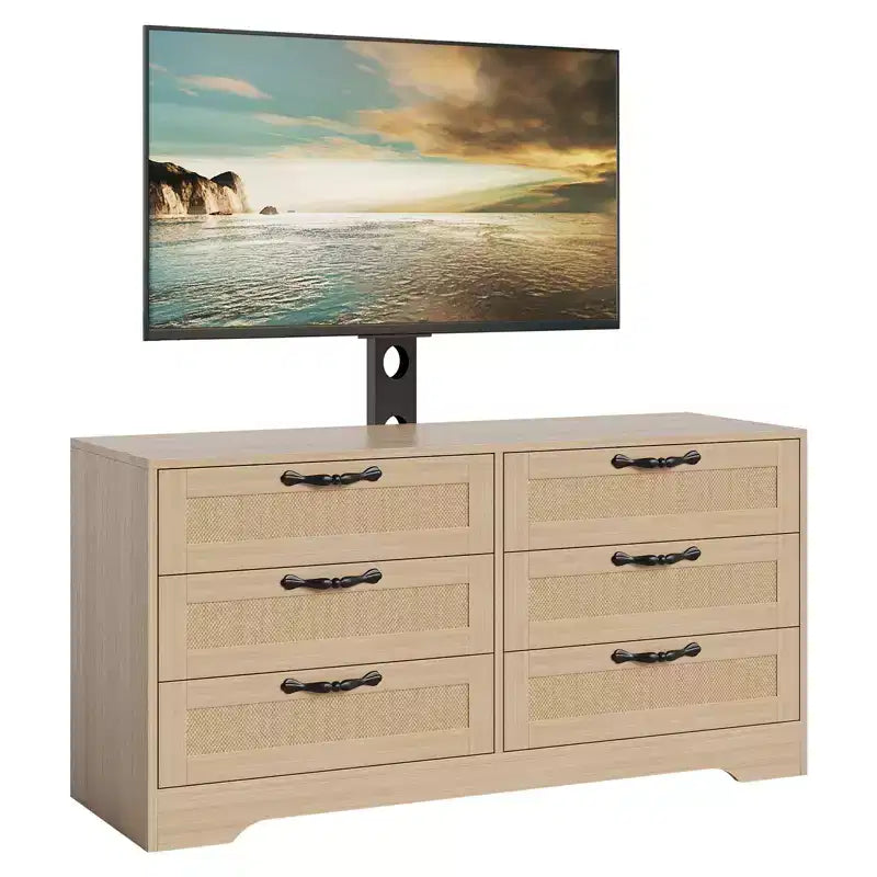 47.2 Meuble TV moderne 6 tiroirs pour salon, chambre à coucher
