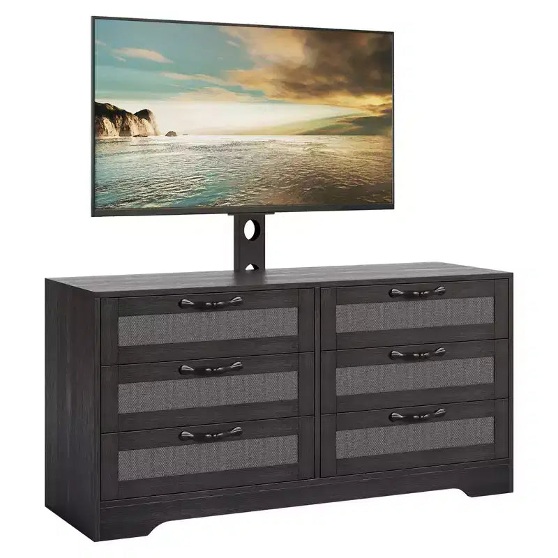 47.2 Meuble TV moderne 6 tiroirs pour salon, chambre à coucher