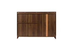JVNOXK Buffet de 47 pouces avec deux portes coulissantes en verre rayé, meuble de rangement autonome sur comptoir, idéal pour le rangement des bouteilles de vin, couleur noyer