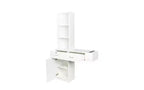 JVNOXK Coiffeuse moderne et minimaliste de 99 cm Design multi-niveaux avec grand espace Comprend deux tiroirs fermés et un meuble blanc
