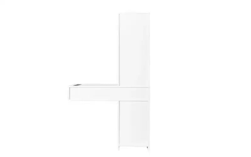 JVNOXK Coiffeuse moderne et minimaliste de 99 cm Design multi-niveaux avec grand espace Comprend deux tiroirs fermés et un meuble blanc