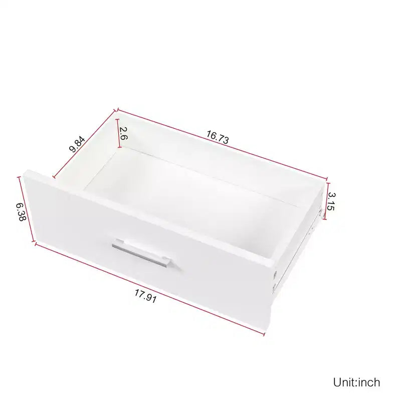 JVNOXK Coiffeuse moderne et minimaliste de 99 cm Design multi-niveaux avec grand espace Comprend deux tiroirs fermés et un meuble blanc