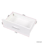 JVNOXK Coiffeuse moderne et minimaliste de 99 cm Design multi-niveaux avec grand espace Comprend deux tiroirs fermés et un meuble blanc