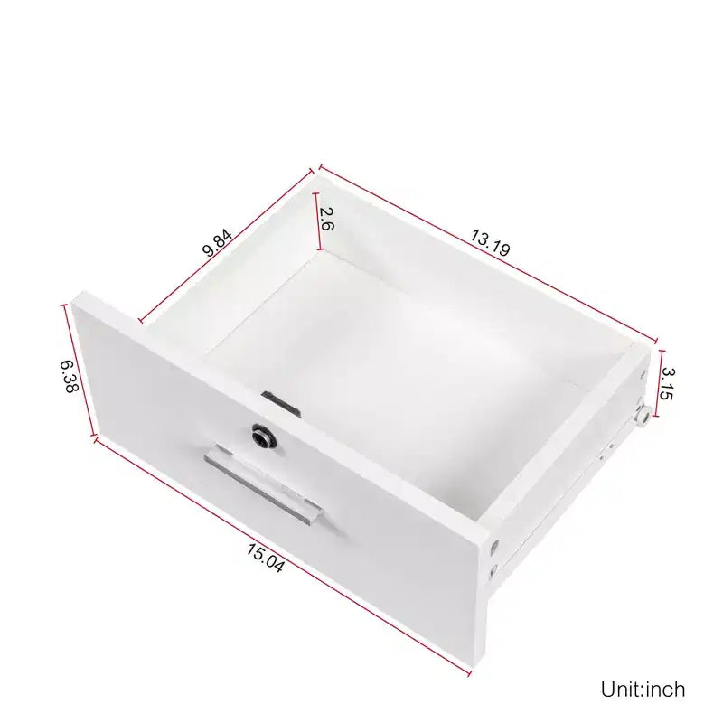 JVNOXK Coiffeuse moderne et minimaliste de 99 cm Design multi-niveaux avec grand espace Comprend deux tiroirs fermés et un meuble blanc