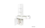 JVNOXK Coiffeuse moderne et minimaliste de 99 cm Design multi-niveaux avec grand espace Comprend deux tiroirs fermés et un meuble blanc
