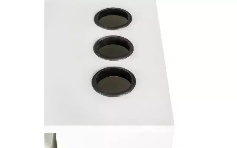 JVNOXK Coiffeuse moderne et minimaliste de 99 cm Design multi-niveaux avec grand espace Comprend deux tiroirs fermés et un meuble blanc