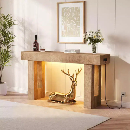 63 Farmhouse Console Table, Rustic Wooden Sofa Table for Living Room, Entryway, Hallway, Behind Couch, Rectangular