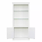 Bibliothèque de 200 cm de haut, Vitrine avec plafonnier LED réglable 5 couleurs et étagères en verre trempé, Style rétro - ModernLuxe