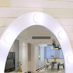 Coiffeuse moderne avec miroir ovale, éclairage réglable sur 3 niveaux, 5 grands tiroirs, avec tabouret rembourré, meuble de maquillage pour chambre à coucher