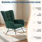 Fauteuil à bascule confortable à dossier haut, fauteuil rembourré, fauteuil inclinable simple et moderne avec appui-tête, adapté au salon et à la chambre à coucher.