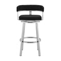 HomeRoots 26 Black And Silver Faux Leather And Iron Swivel Low Back Counter Height Bar Chair
