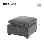 Module Whisen 26*26 Ottoman Chenille - Large Assise pour Canapé Modulable - Gris Foncé