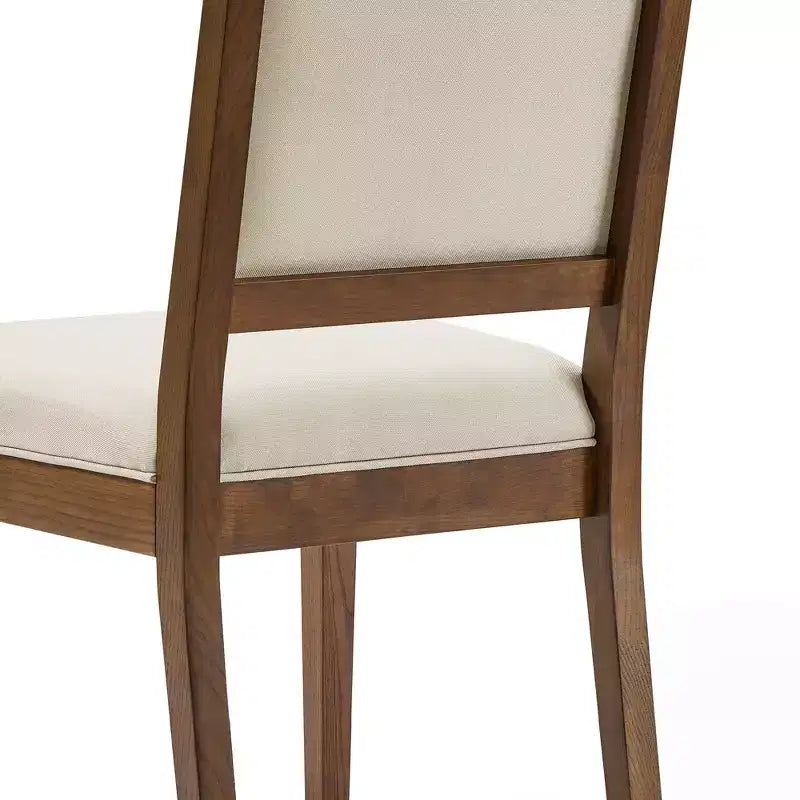 Lot de 2 chaises de salle à manger modernes minimalistes, avec coussin en lin, cadre en bois de frêne massif, pour cuisine, salon et réception - Morden Fort