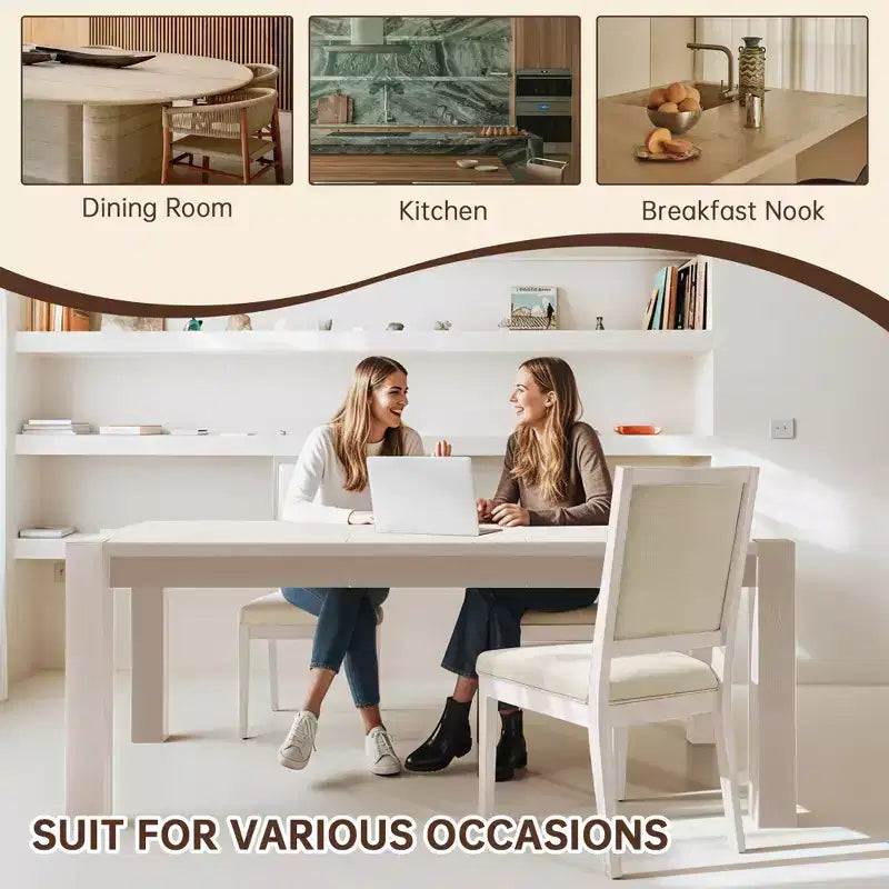 Lot de 2 chaises de salle à manger modernes minimalistes, avec coussin en lin, cadre en bois de frêne massif, pour cuisine, salon et réception - Morden Fort