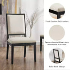 Lot de 2 chaises de salle à manger modernes minimalistes, avec coussin en lin, cadre en bois de frêne massif, pour cuisine, salon et réception - Morden Fort