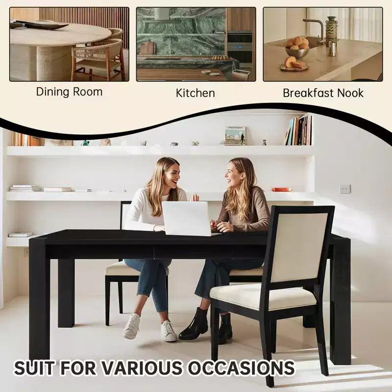 Lot de 2 chaises de salle à manger modernes minimalistes, avec coussin en lin, cadre en bois de frêne massif, pour cuisine, salon et réception - Morden Fort