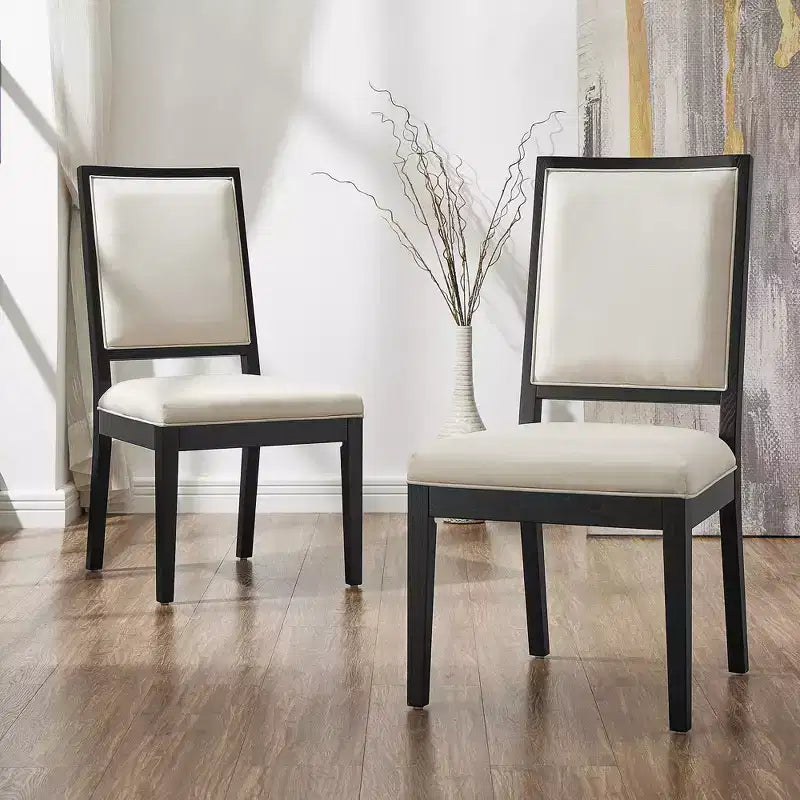 Modern Minimalist Dining Chairs Set of 2, with Linen Cushion, Solid Ash Wood Frame, For Kitchen, Living Room and Reception - Morden Fort