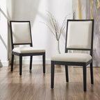 Modern Minimalist Dining Chairs Set of 2, with Linen Cushion, Solid Ash Wood Frame, For Kitchen, Living Room and Reception - Morden Fort
