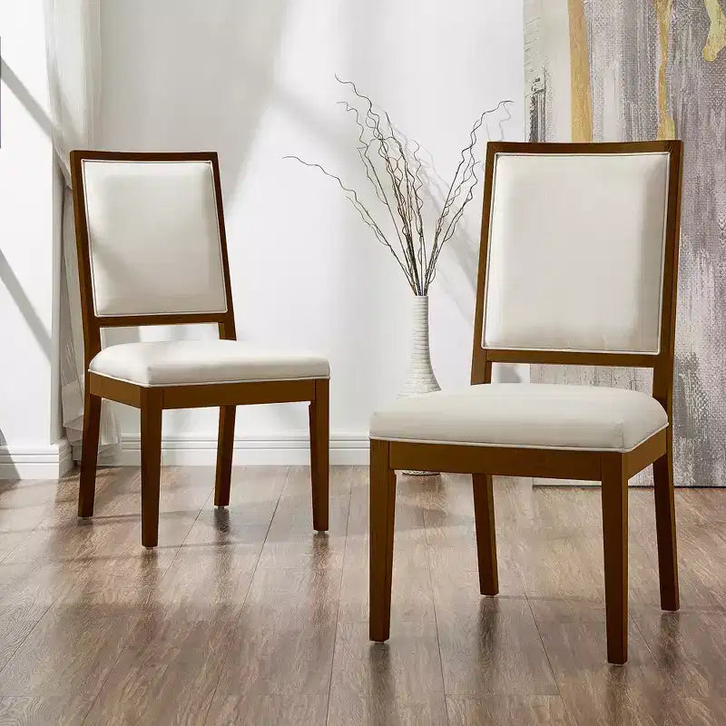 Lot de 2 chaises de salle à manger modernes minimalistes, avec coussin en lin, cadre en bois de frêne massif, pour cuisine, salon et réception - Morden Fort