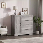Armoire-penderie, 110 cm de hauteur, en bois, avec 4 tiroirs et une tringle de suspension, chêne gris naturel