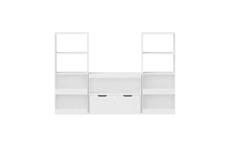 Meuble de rangement multifonctionnel JVNOXK avec 2 tiroirs et étagères ouvertes, offrant un grand espace de rangement, le choix parfait pour votre salon, Blanc