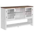 Buffet de rangement 53'' avec 3 étagères et 2 portes vitrées, Meuble bar à café, Design moderne du milieu du siècle pour salon, cuisine, entrée