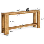 Console de 70 pouces en bois massif Lantine, Table de canapé de style ferme pour derrière le canapé, Table d'entrée étroite pour le salon, le couloir, Couleur bois naturel