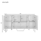 JVNOXK Buffet quatre portes moderne avec poignées et pieds en métal, étagères réglables, armoire de cuisine avec espace de rangement, convient aux cuisines, noir