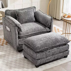 Canapé surdimensionné GDFStudio Dorine en tissu bouclette avec ottoman