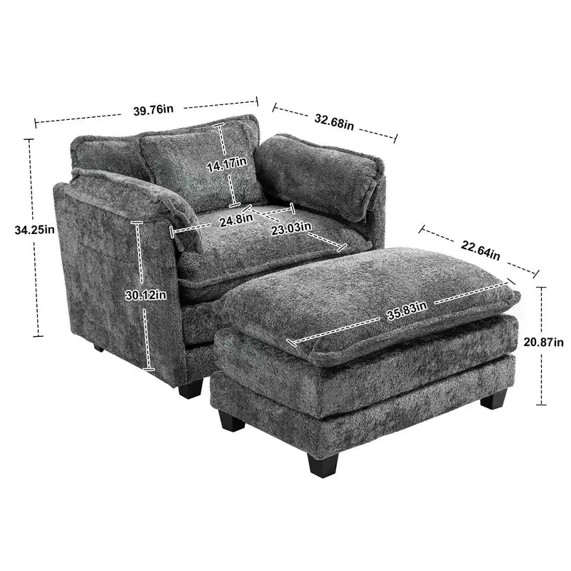 Canapé surdimensionné GDFStudio Dorine en tissu bouclette avec ottoman