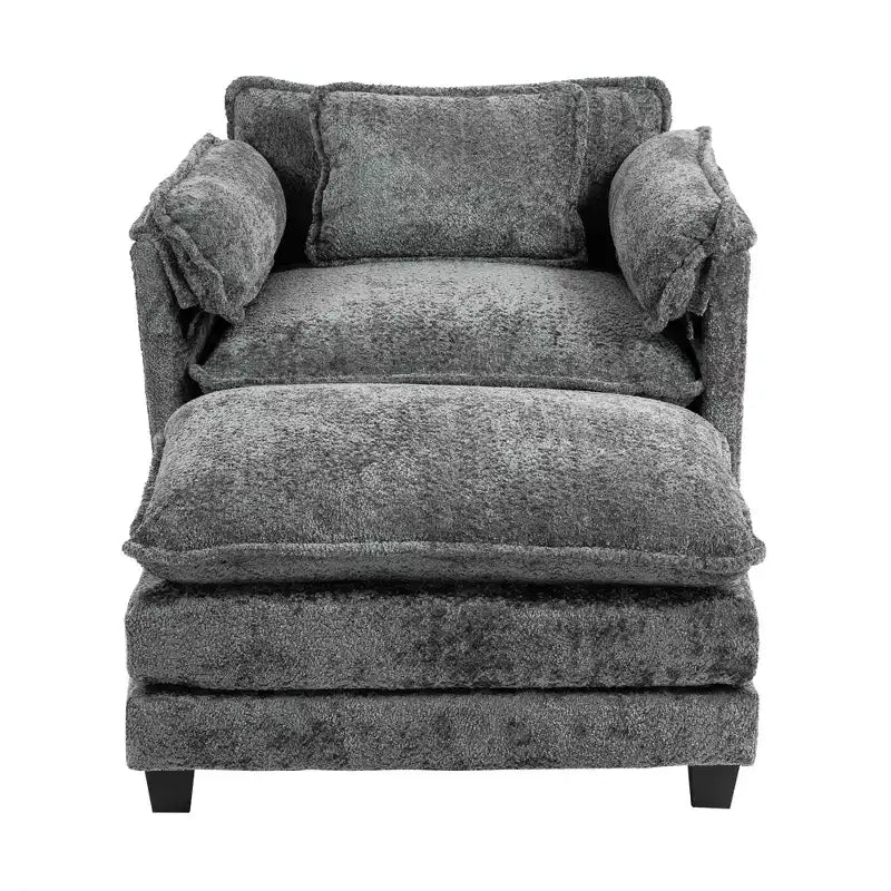 Canapé surdimensionné GDFStudio Dorine en tissu bouclette avec ottoman