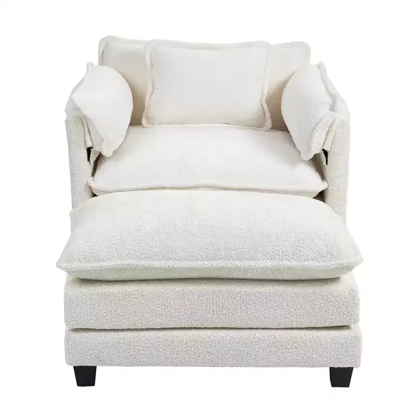 Canapé surdimensionné GDFStudio Dorine en tissu bouclette avec ottoman