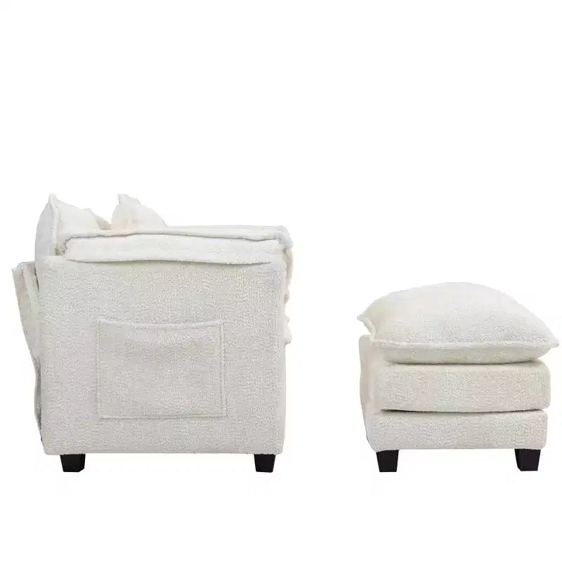 Canapé surdimensionné GDFStudio Dorine en tissu bouclette avec ottoman