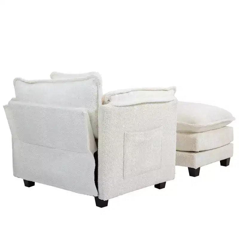 Canapé surdimensionné GDFStudio Dorine en tissu bouclette avec ottoman