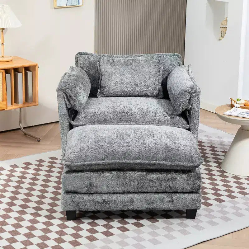Canapé surdimensionné GDFStudio Dorine en tissu bouclette avec ottoman