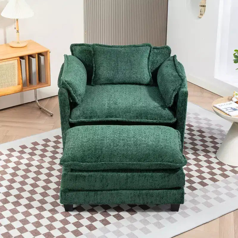 Canapé surdimensionné GDFStudio Dorine en tissu bouclette avec ottoman