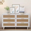 JVNOXK 51.186-Drawers Rattan Storage Cabinet Rattan Drawer,for Bedroom,Living Room,White