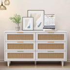 JVNOXK 51.186-Drawers Rattan Storage Cabinet Rattan Drawer,for Bedroom,Living Room,White