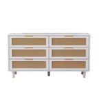 JVNOXK 51.186-Commode de rangement en rotin, avec tiroirs, pour chambre à coucher, salon, blanc