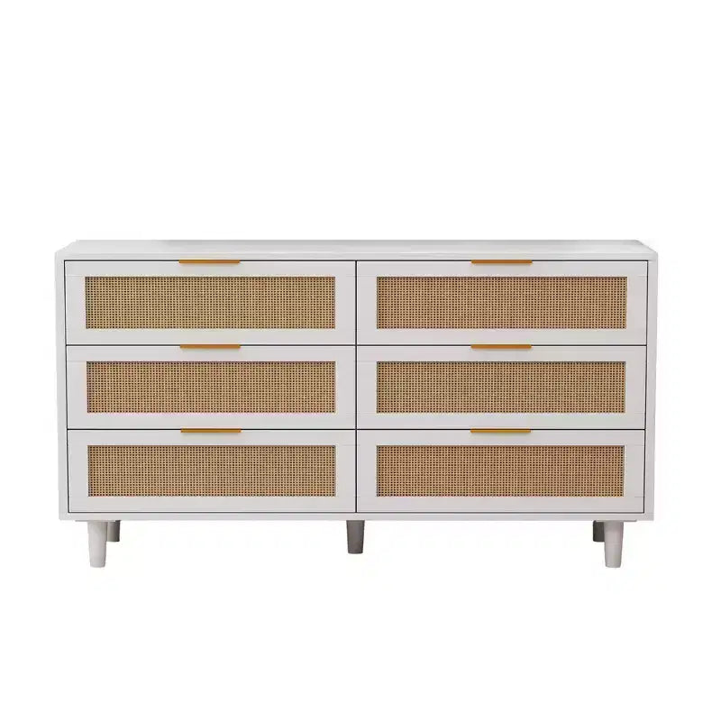 JVNOXK 51.186-Commode de rangement en rotin, avec tiroirs, pour chambre à coucher, salon, blanc