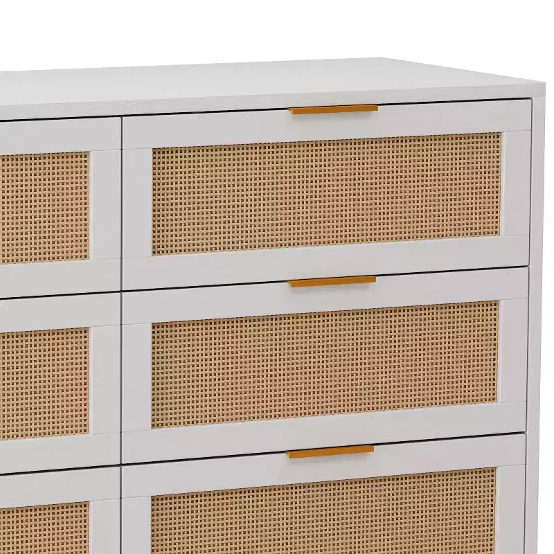 JVNOXK 51.186-Commode de rangement en rotin, avec tiroirs, pour chambre à coucher, salon, blanc